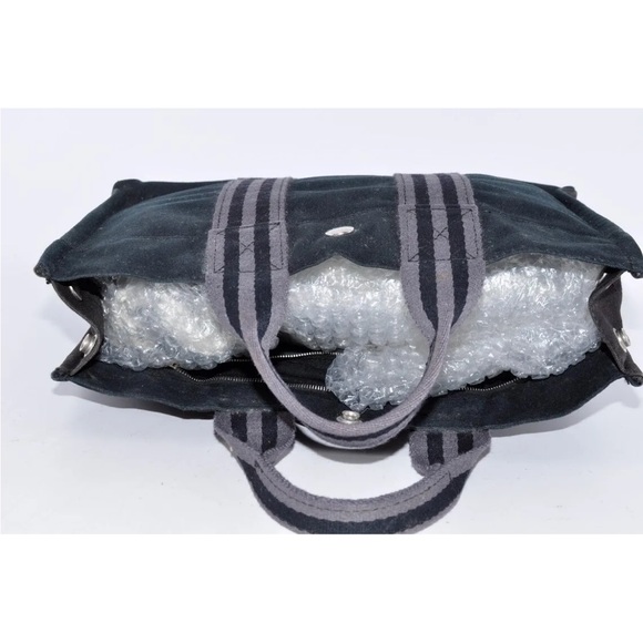 HERMES😍 Yell Line Fourre-Tout PM Toto Bag Canvas Black Gray - Picture 7 of 10